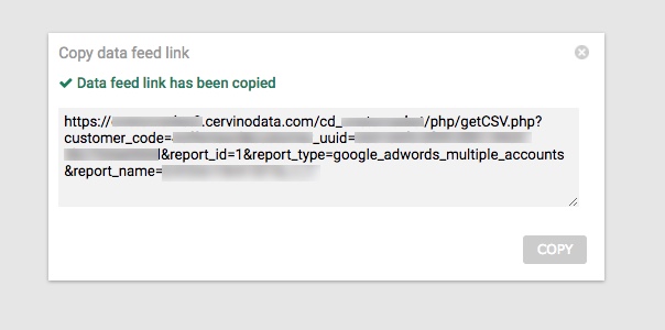Copy data feed success Copy data feed success