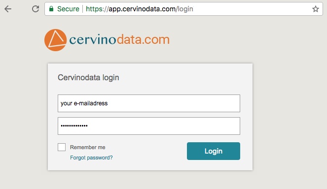 Login page cervinodata