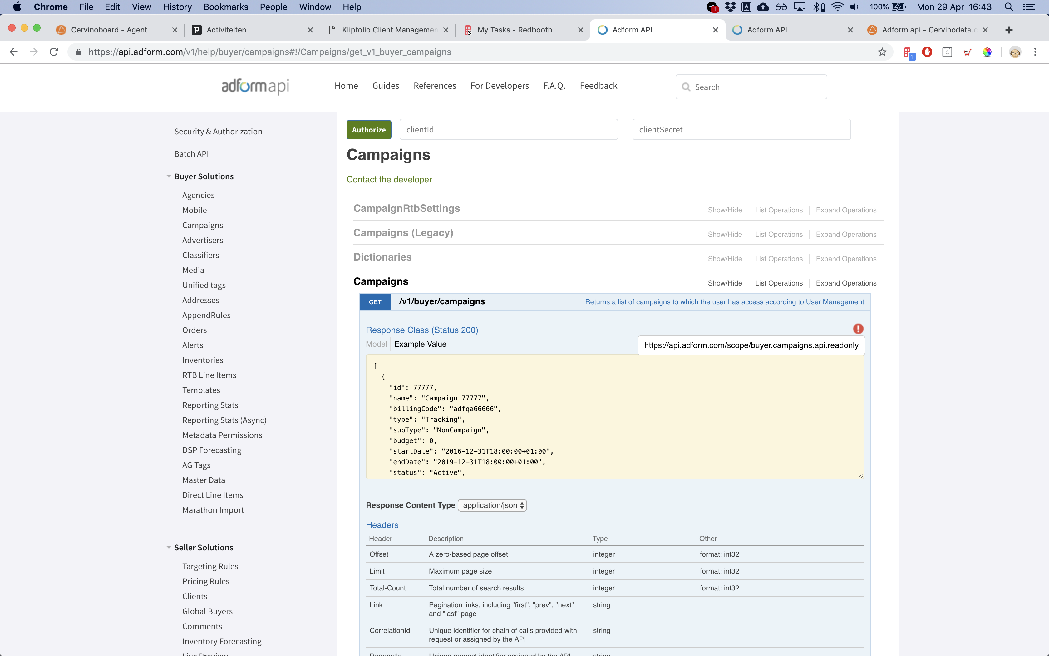 Adform API scope definition