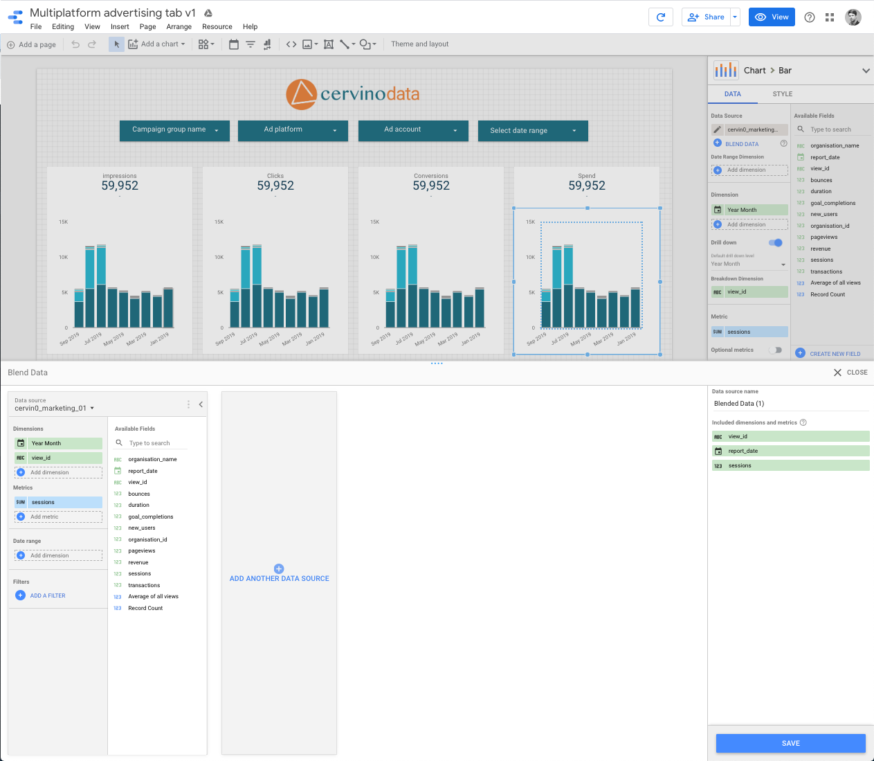 Google Data Studio blend data