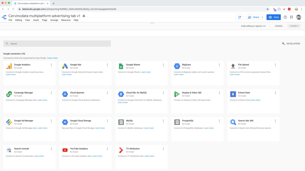 Google Data Studio connector overview Google Data Studio connector overview