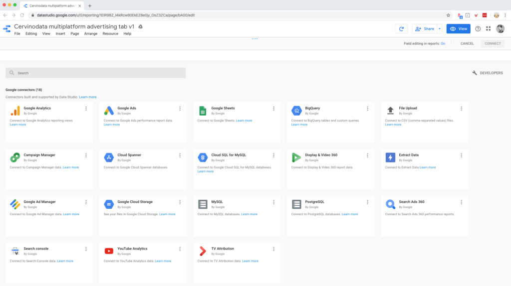 Google Data Studio connector overview