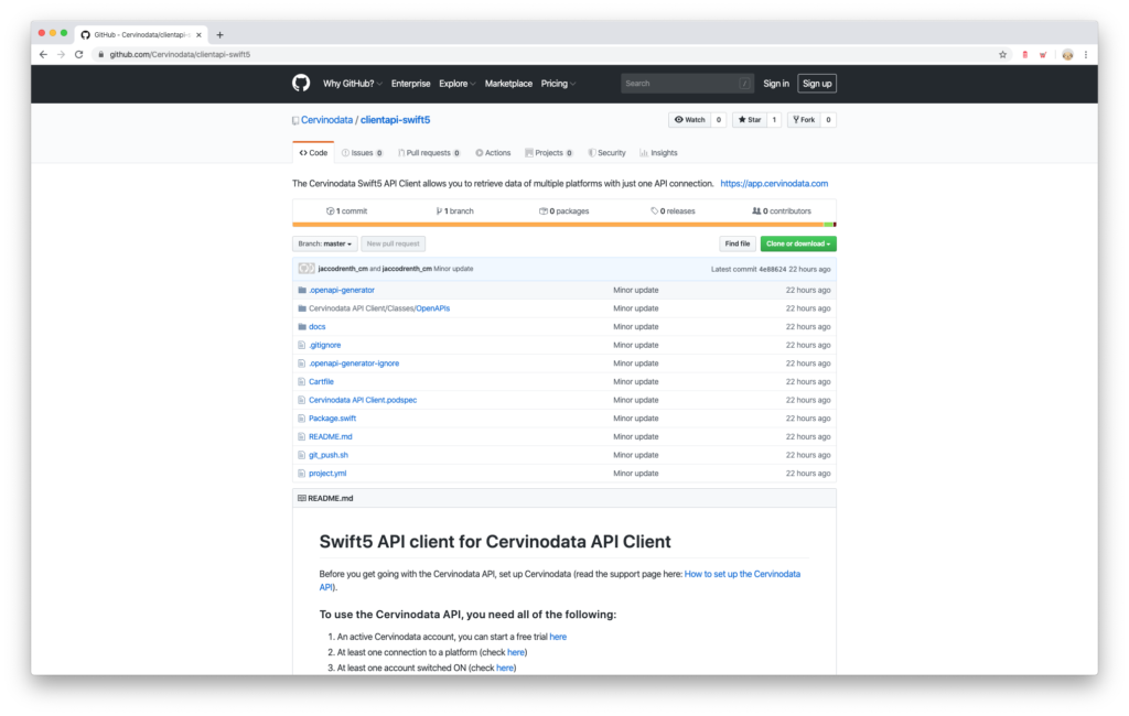 Cervinodata Swift api client Cervinodata Swift api client