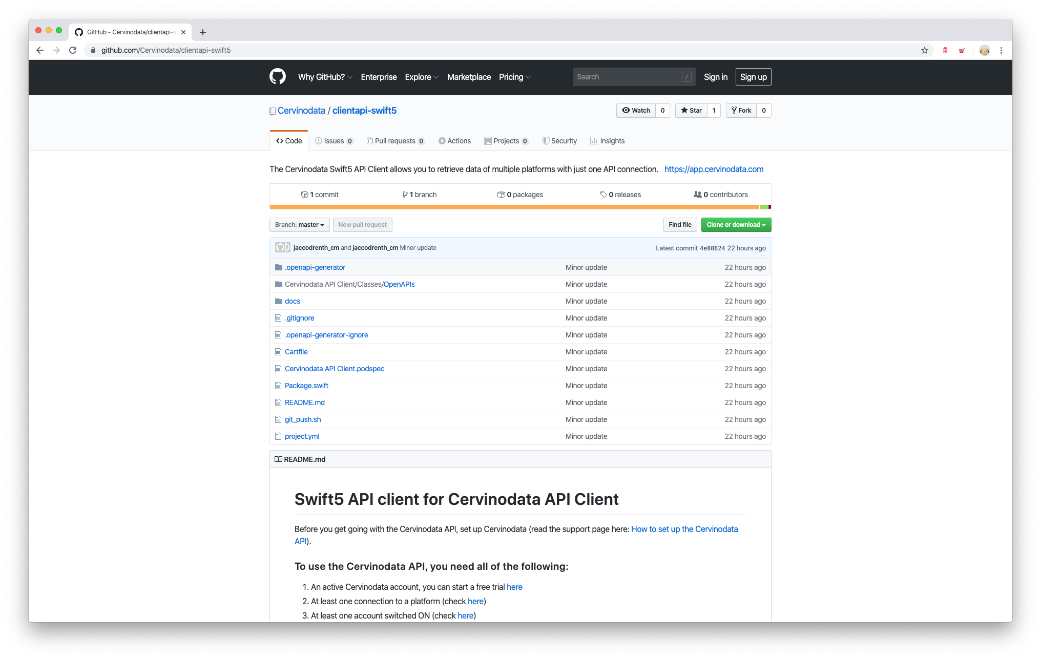Cervinodata Swift api client Cervinodata Swift api client