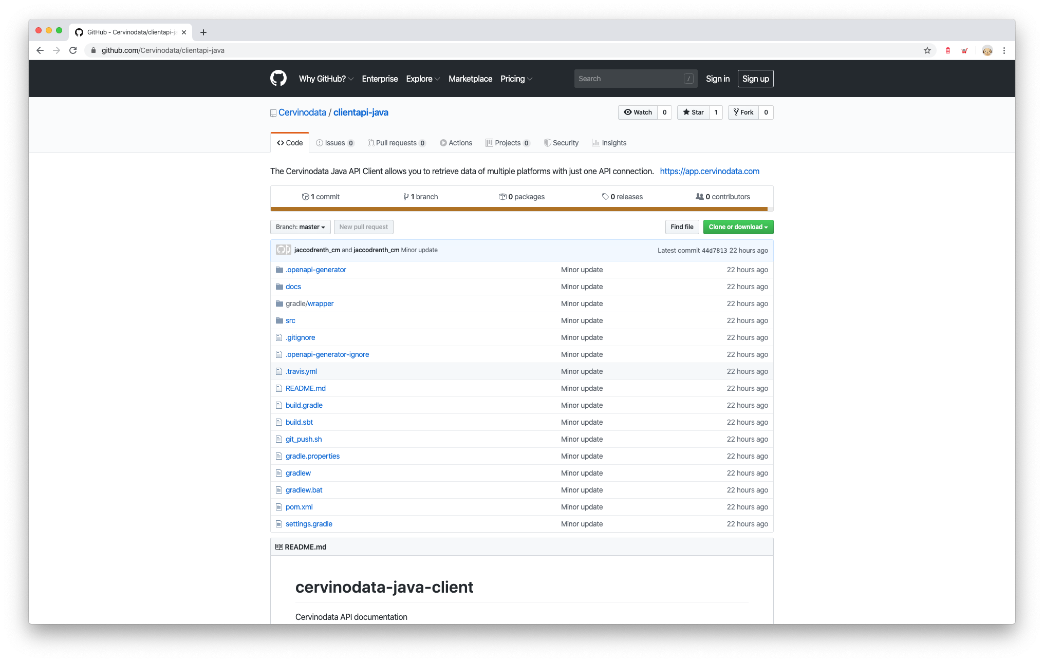 Cervinodata java api client Cervinodata java api client