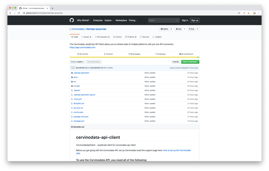 Cervinodata javascript api client Cervinodata javascript api client