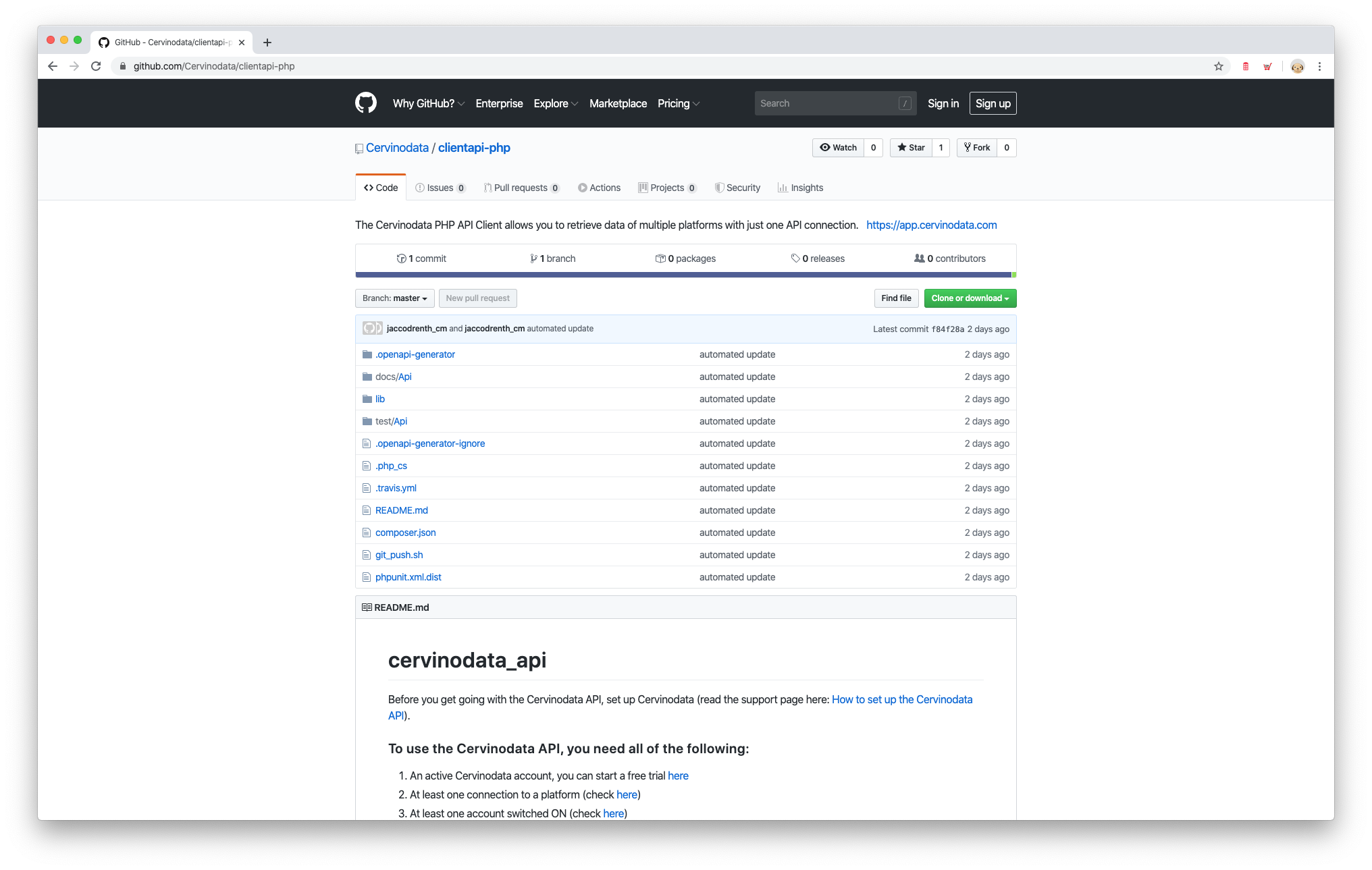 cervinodata php api client cervinodata php api client