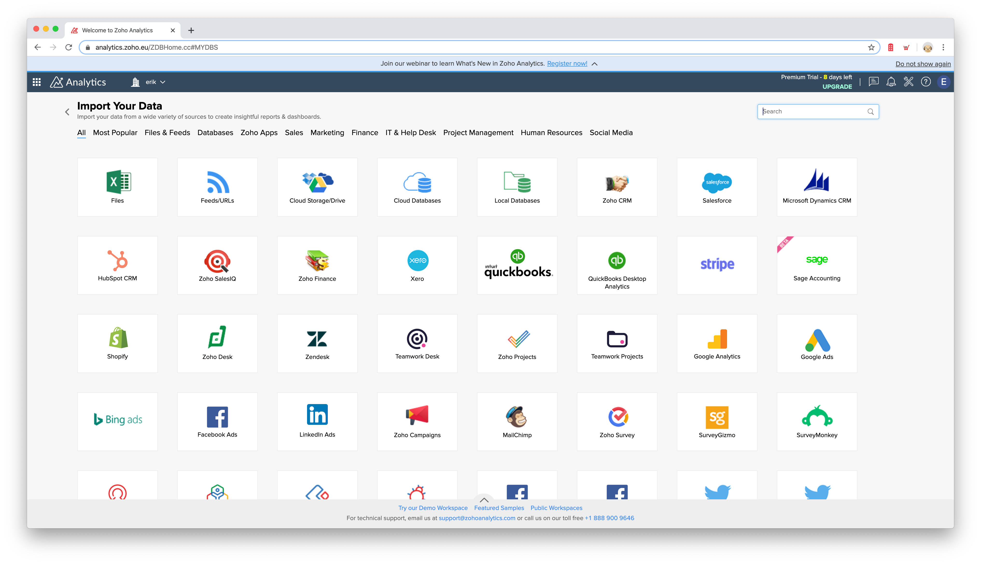 Zoho analytics Cervinodata In Zoho analytics search BigQuery