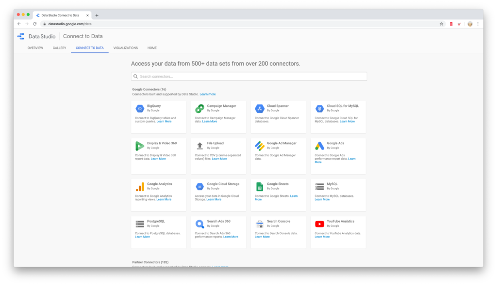 data studio connector gallery