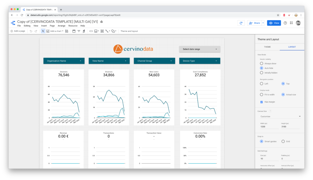 data studio custom canvas size