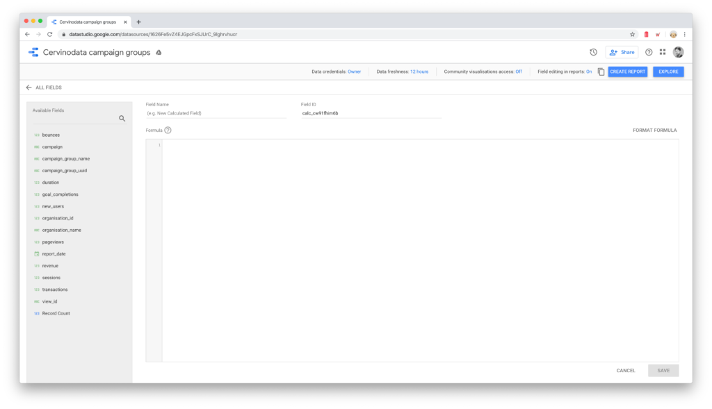 data studio formula editor