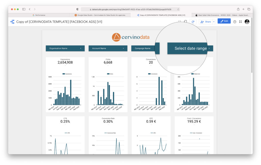 Data Studio template - historic data